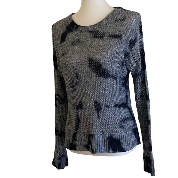 Feel The Piece Blue Tie Dye Open Knit Sweater, Small - Picture 2 of 6